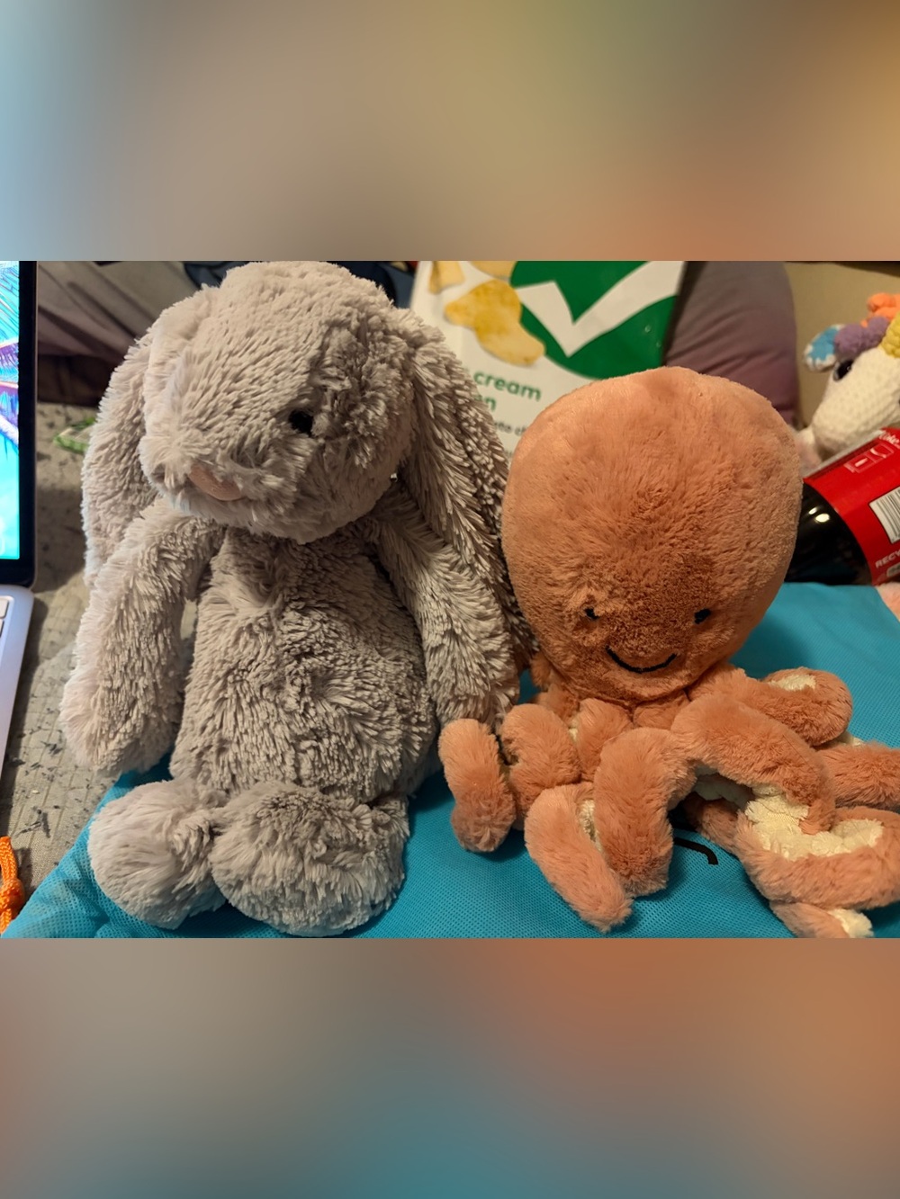 Jellycat Bundle Bashful silver bunny and Octopus